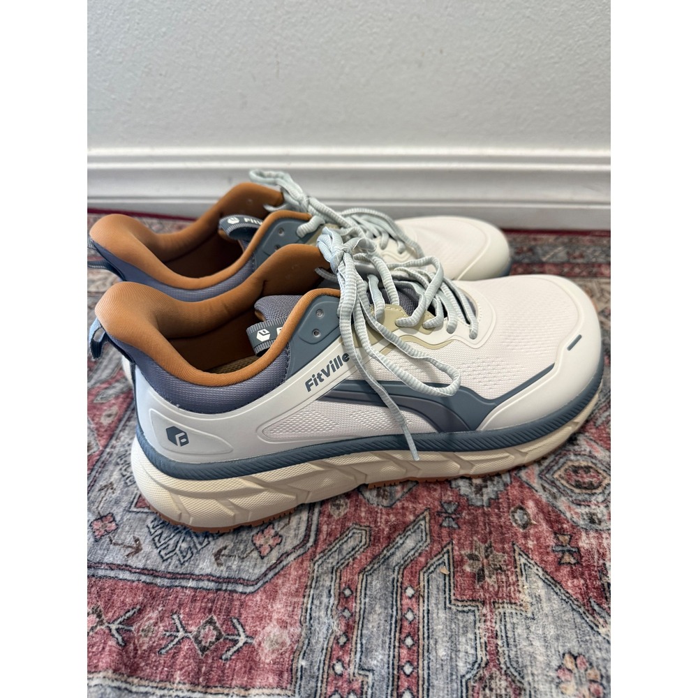 FitVille Mens Rebound Core Running Shoes White Grey Wide 10EW FT-FCV420250402M - Picture 5 of 8